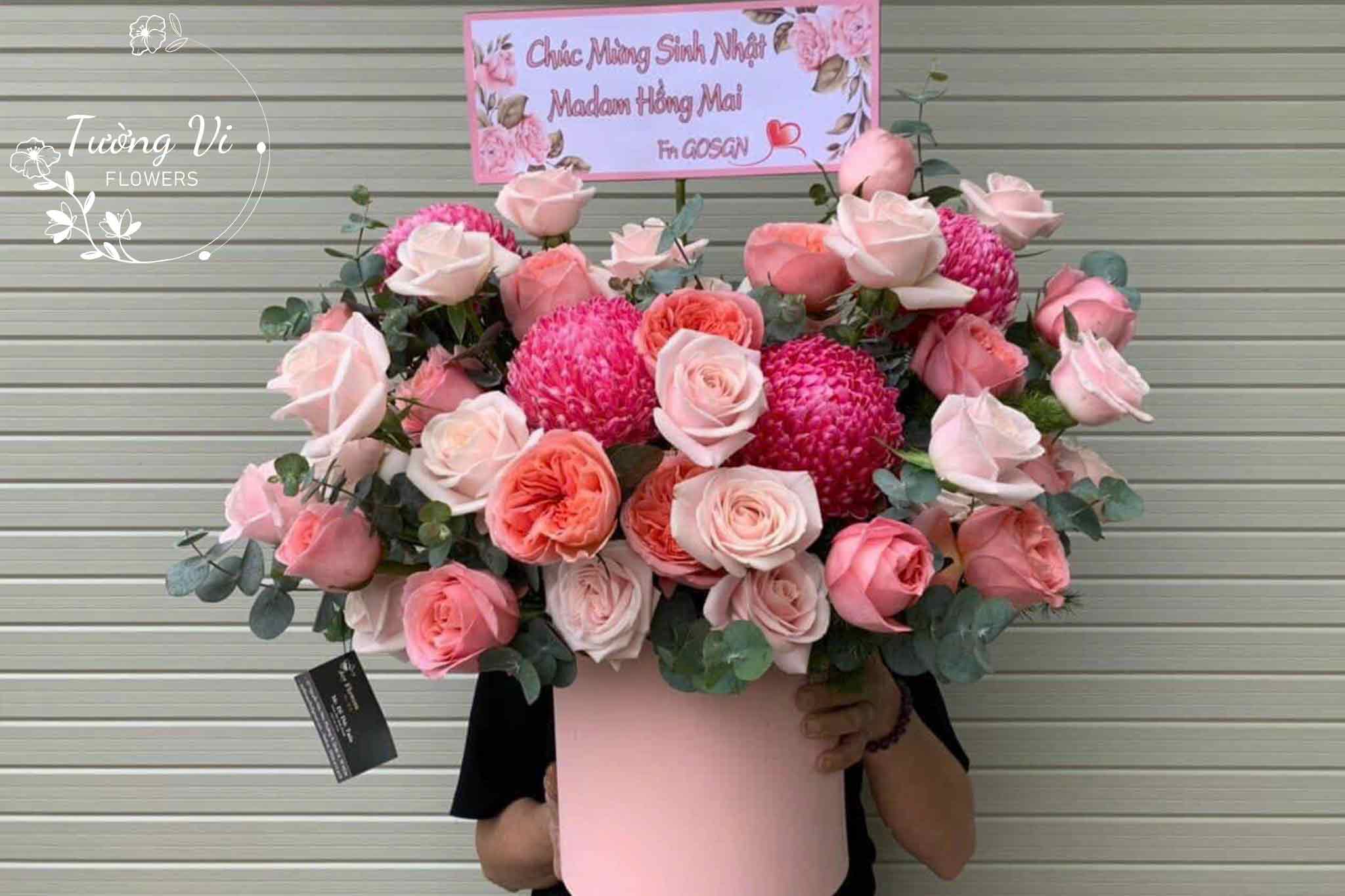 giỏ hoa chúc mừng sinh nhật hoa tươi tường vi