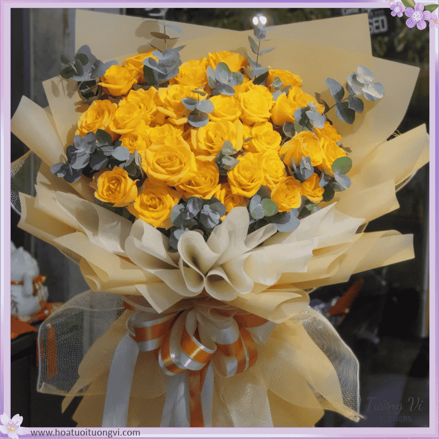 Bó Hoa Hồng Vàng Rạng Rỡ Shop Hoa Tươi Tường Vi Flower
