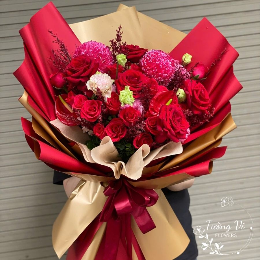 bó hoa tươi tình yêu lãng mạn SHOP HOA TƯƠI TƯỜNG VI FLOWER