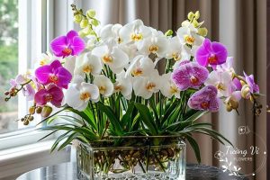 Chậu hoa lan hồ điệp tặng đối tác để bàn mix màu